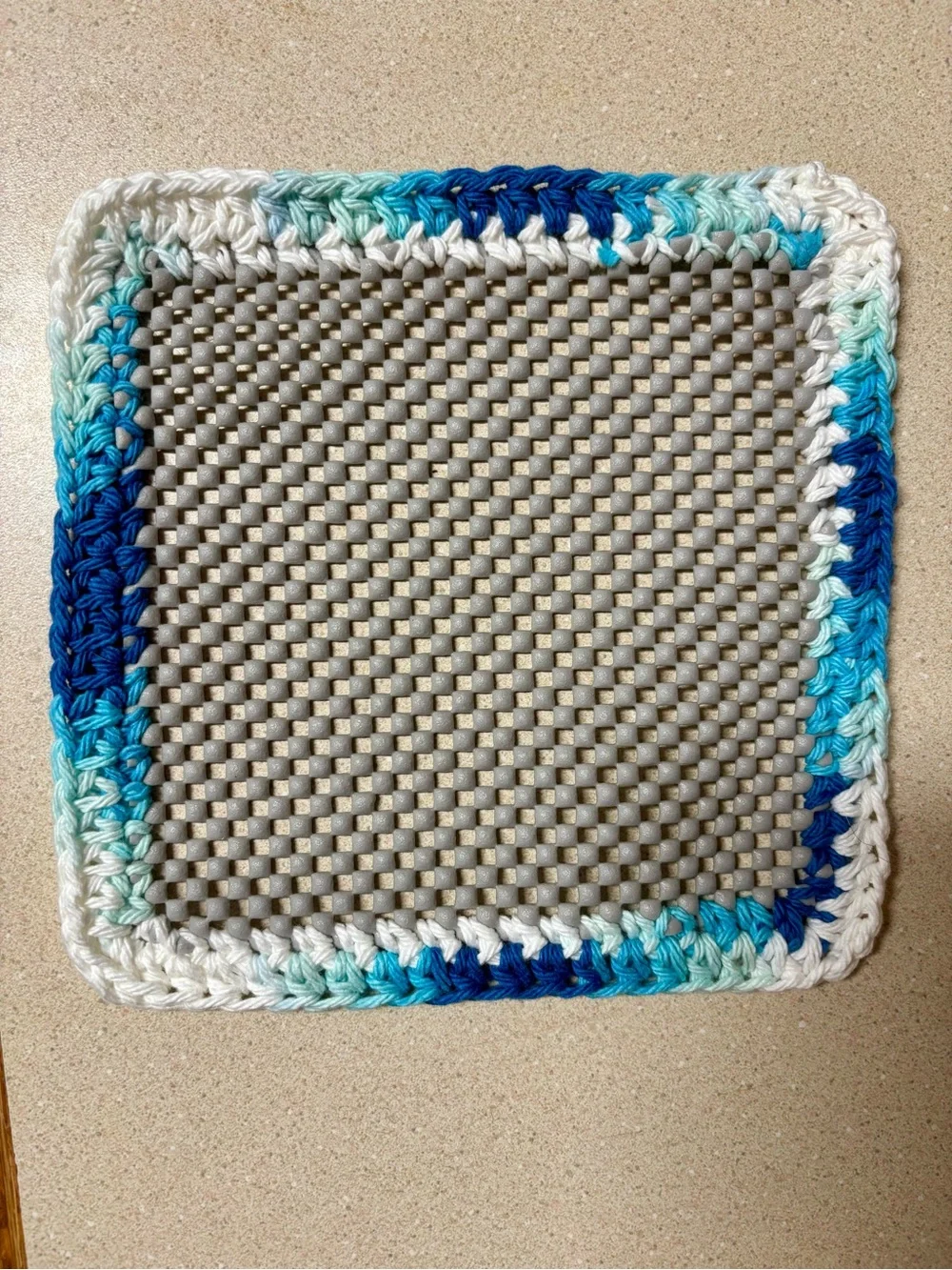 Handmade Jar Grippers with Crochet Edge - Blue & Pink